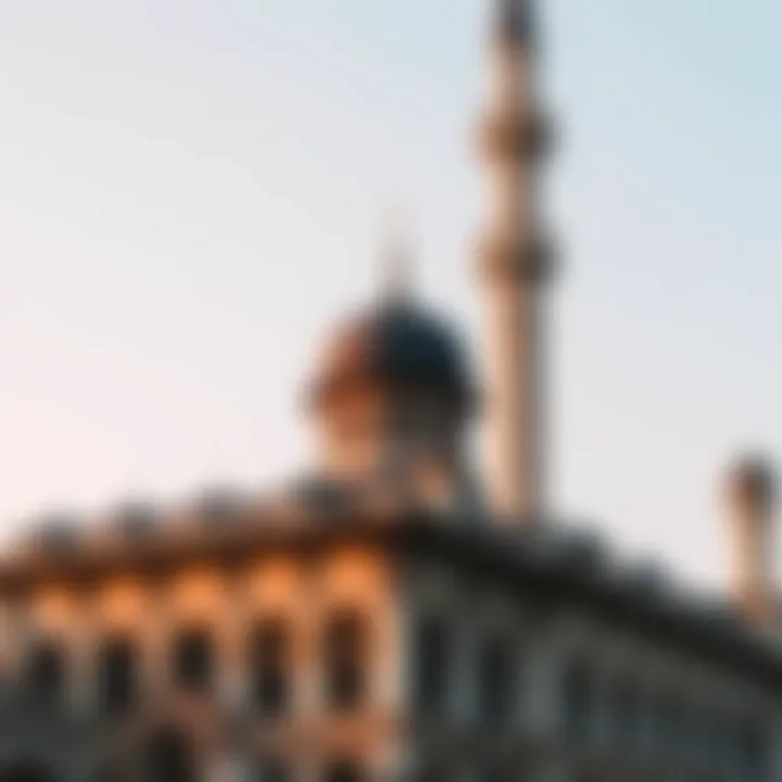 Beautifully adorned minaret standing tall against the skyline