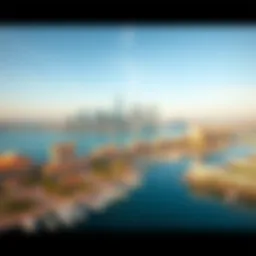 Panoramic view of Creek Harbor showcasing its waterfront and skyline