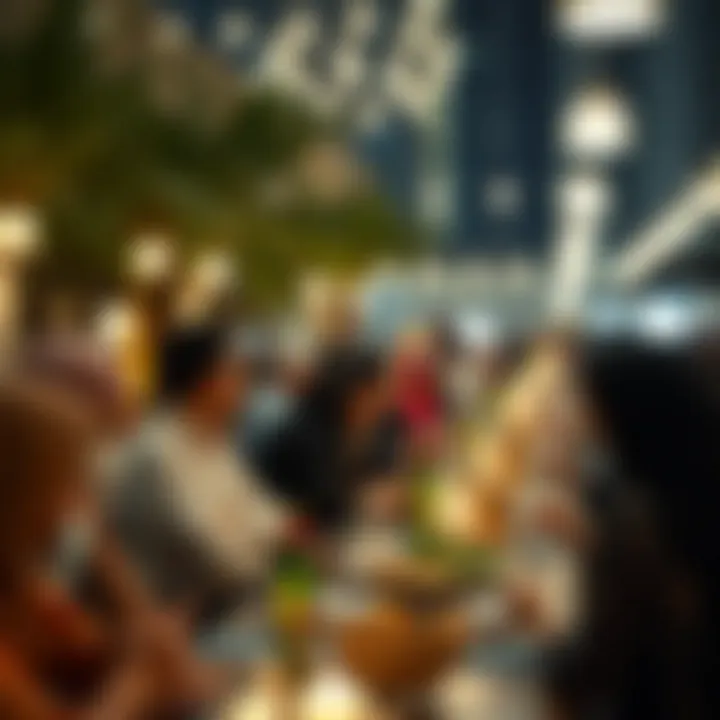 Iftar Gathering: Celebrating Togetherness Bustling atmosphere during Iftar in Dubai