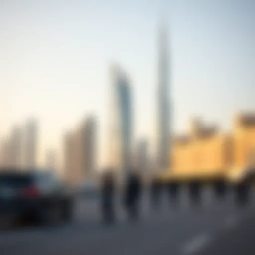Dubai skyline with police presence