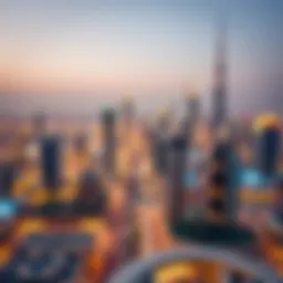 A view of Dubai's skyline with iconic landmarks