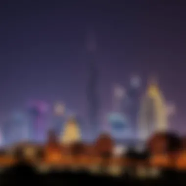 The Iconic UAE Skyline Lit Up UAE skyline during holiday season