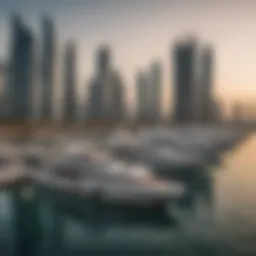 Panoramic view of Westside Marina showcasing luxury yachts and modern architecture