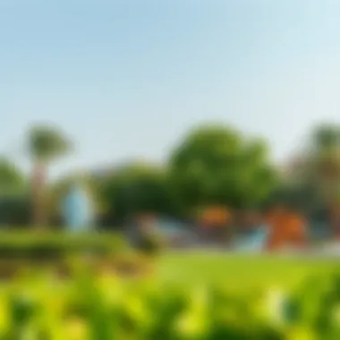 Vibrant community park with lush greenery and recreational facilities